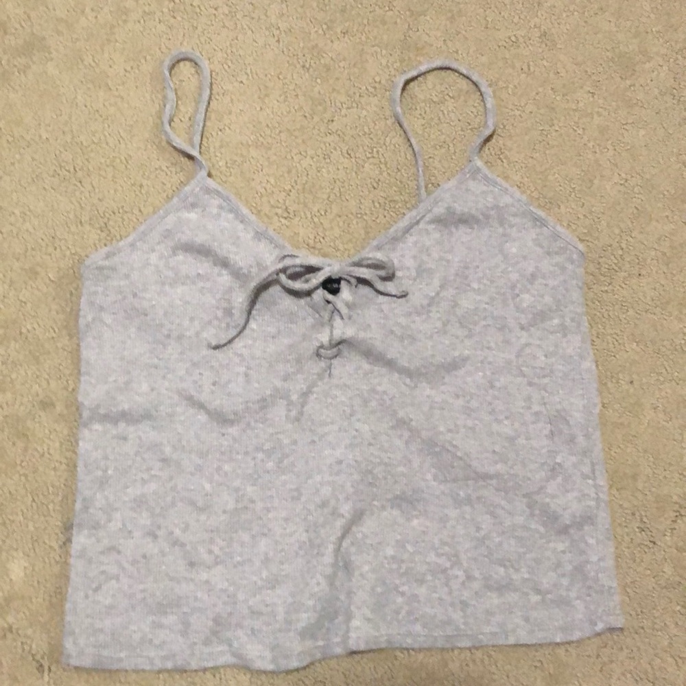 Gray Crop Ribbed Tank